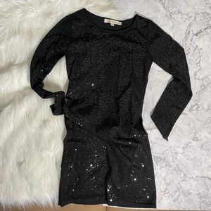 REISS Wool Long Sleeve Black Dress XS